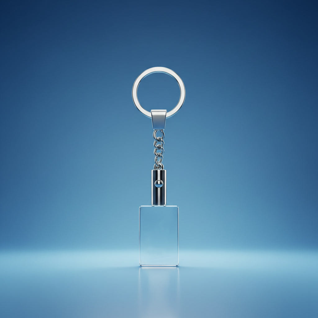 Crystal Keyring Pendant | 20x30x25mm | White LED | K9 Optical Grade