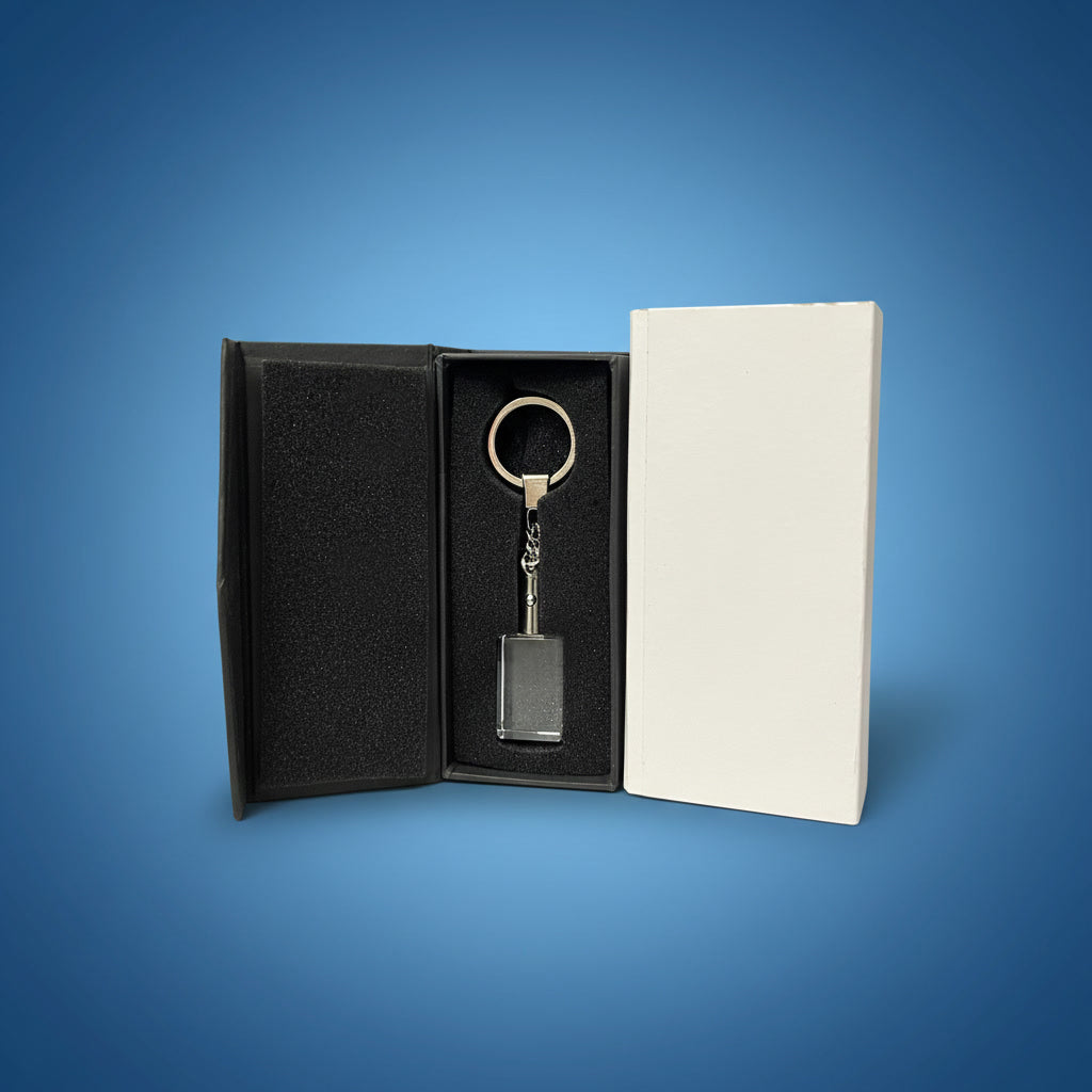 Crystal Keyring Pendant | 20x30x25mm | White LED | K9 Optical Grade