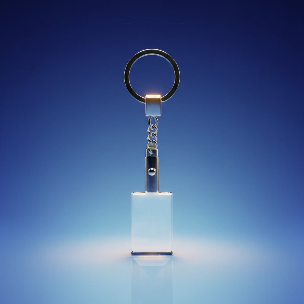 Crystal Keyring Pendant | 20x30x25mm | White LED | K9 Optical Grade