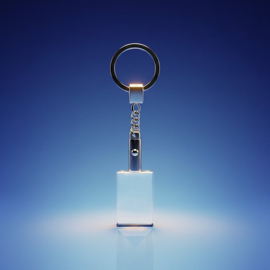 Crystal Keyring Pendant | 20x30x25mm | White LED | K9 Optical Grade